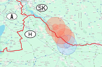 Sperrzonen der aktuellen MKS-Ausbrüche; blauer Kreis: Sperrzone in Ungarn, rote Kreise: Sperrzonen in der slowakischen Republik
© Staatliche Veterinär- und Lebensmittelverwaltung der Slowakischen Republik, modifiziert von Mag. Stefan Fucik Sperrzonen der aktuellen MKS-Ausbrüche; blauer Kreis: Sperrzone in Ungarn, rote Kreise: Sperrzonen in der slowakischen Republik
© Staatliche Veterinär- und Lebensmittelverwaltung der Slowakischen Republik, modifiziert von Mag. Stefan Fucik